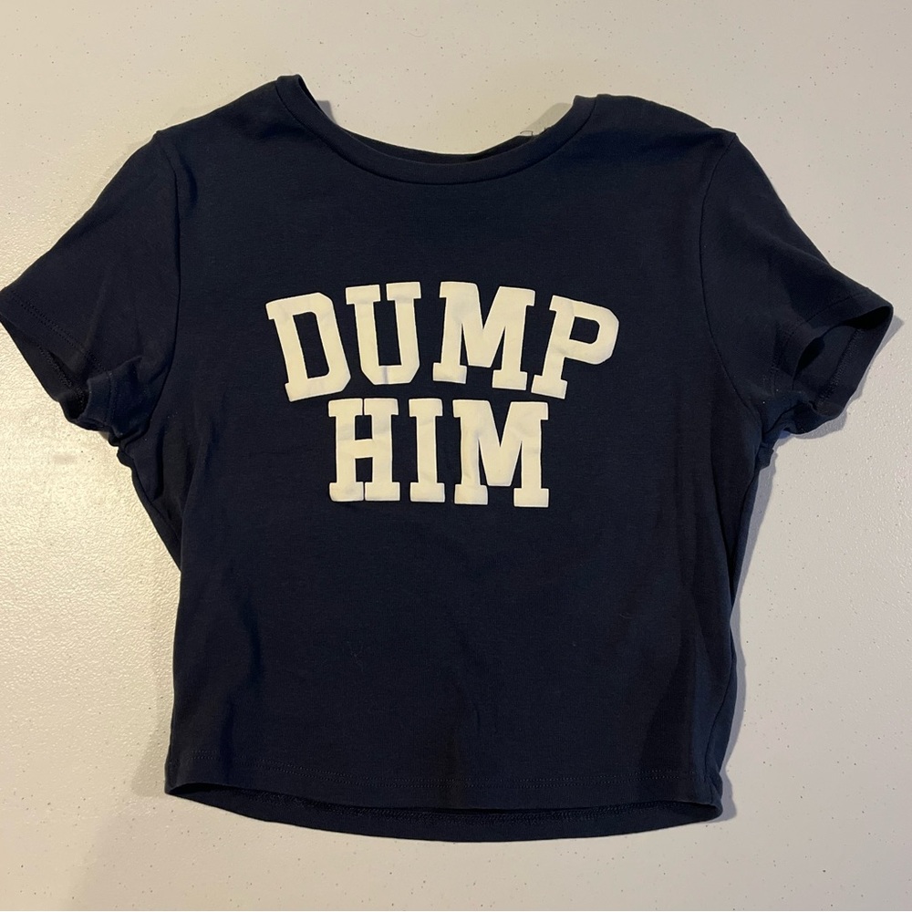 Garage Blue Crop Tee with White Graphic